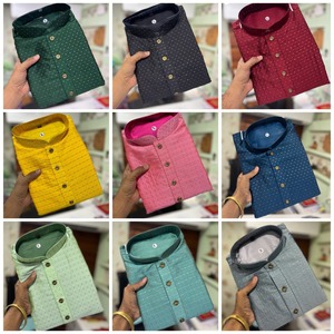 เทศกาลสวมใส่ผู้ชายสีแดงลำลอง Kurta ด้านบนขายยาวหัวเข่าชุด Kurta แฟนซีซื้อจากผู้ผลิตอินเดียในการส่งออกพระราช - Product Image 2