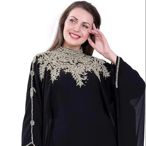 Beaded Ball Gown Muslim <b>Abaya</b> <b>Dress</b> Full Length with Crystal Embellishments and Anti-Static Feature Pattern Decoration <b>Abaya</b> - Product Image 1