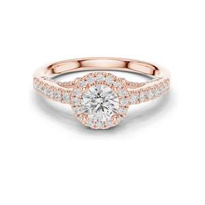 Anillo de Compromiso con Halo de Diamantes de Laboratorio Redondos Brillantes de 1.19 CT para Mujer, Claridad VVS-VS EF, Oro de 18K, 14K, 10K y Plata 925 - Product Image 2
