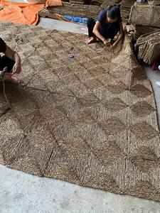 พรมสานมือจากหญ้าทะเลธรรมชาติ พรมกลมจากผักตบชวา ขายส่ง พรมปูพื้นสำหรับตกแต่งห้องนั่งเล่นและห้องนอน - Product Image 6