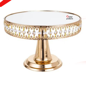 Base redonda para pasteles de metal con acabado dorado brillante para hoteles, restaurantes y bares - Product Image 2