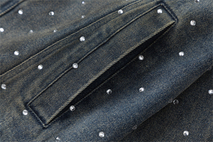 OEM Custom Oversize Women Denim <b>Jacket</b> Customized Heavyweight <b>Rhinestone</b> Vintage Unisex Denim <b>Jacket's</b> - Product Image 4
