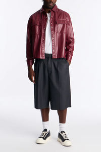 Veste bomber en cuir véritable pour homme OEM, veste en cuir varsity pour homme, design brodé, vestes coupe-vent personnalisées pour homme - Product Image 2