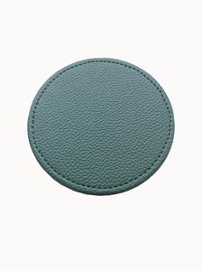 Juego de posavasos redondo con logotipo personalizado, taza de té de cuero genuino - Product Image 6