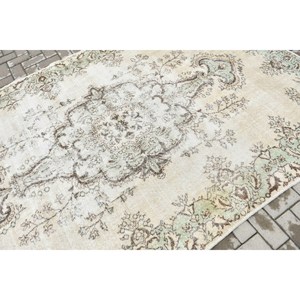 Vintage Turkish <b>Wool</b> Large Rug 5.8x9.3 ft (177x282 Cm) <b>Brown</b> Patchwork Latex Backing Rug - Product Image 5