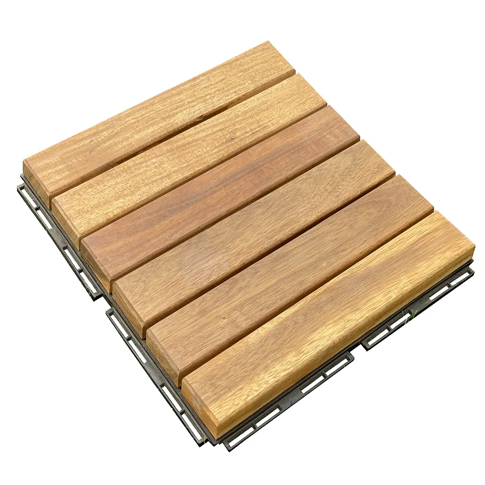 6 Speed Slats 300x300mm High quality product Acacia Wood Decking Tiles Teak Wood Deck Tile High-tech with anti-slip track