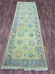 Tapis Tapis 2.7x8 Vert Jaune Petit Coureur Haute Qualité Laine Oushak Tapis Noué À La Main Vintage 2.7x10 2.7x12 2.7x18 Salon - Product Image 6