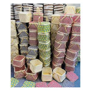 Cesta tejida de bambú natural con colores múltiples para la decoración del partido Tet - Product Image 2