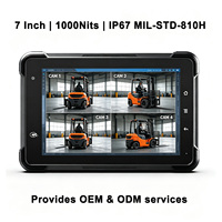 Tableta Robusta para Vehículos de 7 Pulgadas, IP67, Android 13, 1000 Nits, Entrada de Cámara AHD, RS232, CAN Bus, GPIO, para Logística de Almacén, Montacargas, OEM