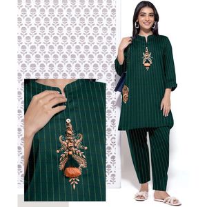 Conjunto de Traje Largo Khaddar para Mujer KN TOORKHAM, Estilo Tradicional con Diseño Elegante - Product Image 4