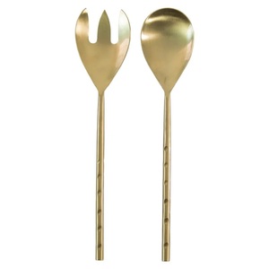 Juego de 2 para servir ensaladas de latón con diseño floral con esmalte mate para cocina, cubiertos de latón únicos, juegos de cubiertos para ensaladas - Product Image 5