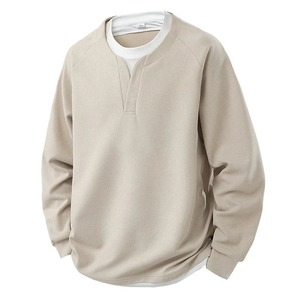 Spring and Autumn New <b>Men</b> <b>Henley</b> neck T Shirt <b>Long</b> <b>Sleeve</b> Casual Solid color T-Shirt Fashion Waffle two-piece Sweatshirts - Product Image 5