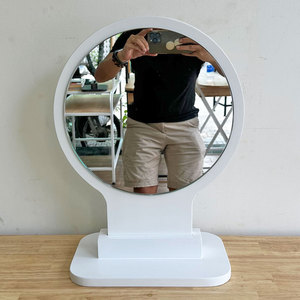 GNG004 Round White Desktop Makeup <b>Mirror</b> Single-Sided <b>Foldable</b> 1X Magnification LED Cosmetic <b>Mirror</b> Standing Style - Product Image 4