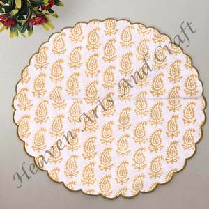 Serviette de table ronde moderne imprimée à la main 100% coton Design unique pour avion, hôtels et usage domestique EN032 - Product Image 5