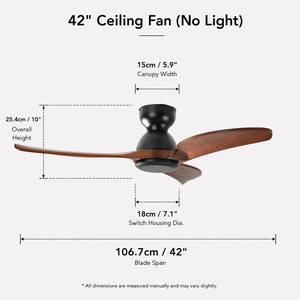 42 Inch Flush Mount Wood Blade <b>Ceiling</b> <b>Fan</b> Without Light 3 Blade Mid Century Modern Quiet DC Motor <b>Remote</b> <b>Control</b> for Home - Product Image 6