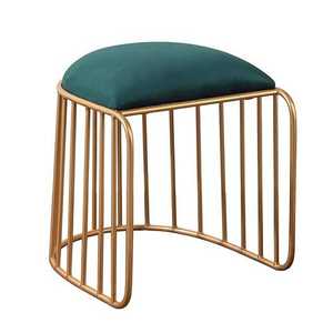 Pouf rond en métal, tabouret de salon, meuble de bureau, repose-pieds en velours rose, pouf décoratif pour la maison - Product Image 4