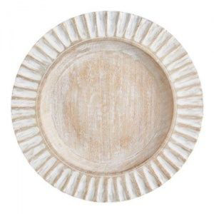 Assiette de service ronde en bois d'acacia de qualité supérieure, faite à la main, finition naturelle, bord surpiqué, décoration de table, plateau de service - Product Image 2