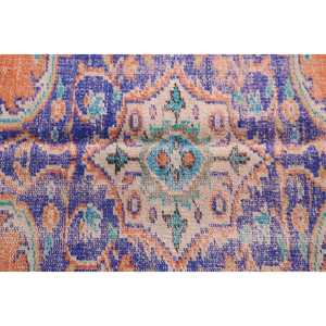 Alfombra Turca de 4.2x9 pies, Alfombra Vintage, Alfombra Marroquí de Lana Naranja y Azul - Product Image 5