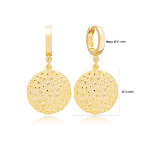 Boucles d'oreilles rondes texturées, vente en gros, bijoux turcs en argent Sterling 925 faits à la main - Product Image 2