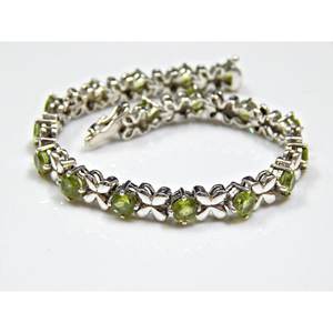 925 Sterling <b>Silver</b> Dainty <b>Bracelet</b> Natural Peridot Green Brutalist Handmade Fashion <b>Beaded</b> <b>Bracelet</b> - Product Image 3