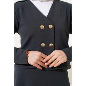 Hombros Charretera Dorada Falda Abotonada 2 Piezas Set Humo - Product Image 4