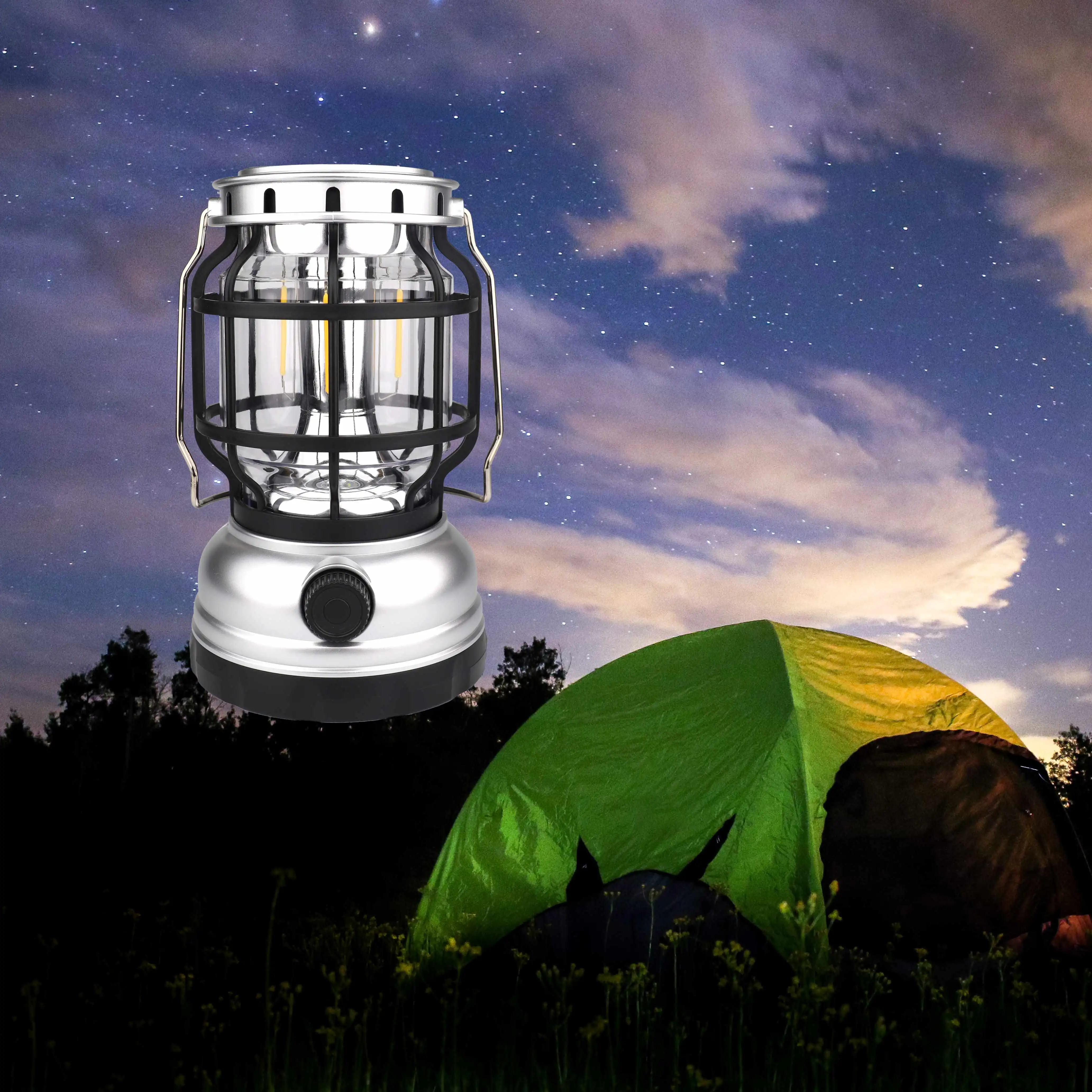 Nuovo arrivo Outdoor Solar Power Camping Light ricaricabile Power Bank lampada di emergenza Led Solar Retro Camping Lantern