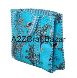 Sac fourre-tout long à rayures larges en coton pur 100% pour femmes indiennes, fait à la main et matelassé, pour le shopping et l'usage quotidien - Product Image 5