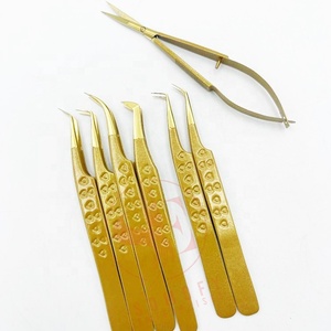 Pinzas de pestañas de color dorado hechas a mano, Etiqueta Privada, agarre de corazón, herramientas de extensión de pestañas postizas, pestañas de etiqueta privada sostenibles - Product Image 2
