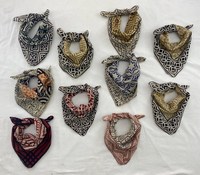 Juego de 10 Pañuelos Cuadrados de Algodón con Estampado a Mano, para el Cuello y la Cara, Unisex, para Verano