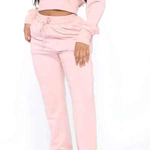 Ensemble de survêtement imprimé en coton pour femmes à capuche à manches longues haut pantalon de jogging respirant XL tenue solide pour Fitness vêtements de détente - Product Image 5