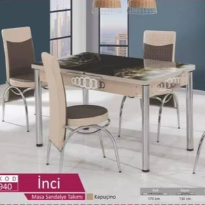 Chất Lượng Tốt Nhất Thổ Nhĩ Kỳ Thiết Kế Vàng Mở Rộng Bảng Và 6 Ghế Đặt Ăn Hiện Đại Ứng Dụng Giá - Product Image 1