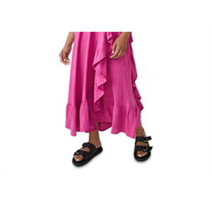 Abito in cotone monospalla Free People Elisa XS rosa con volant, elegante, lunghezza al ginocchio, con cerniera, traspirante, per il tempo libero e l'outfit da club - Product Image 3