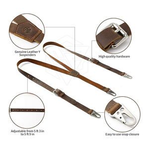 Tirantes de cuero genuino para hombre Tirantes ajustables clásicos Duradero Ligero para ropa informal formal Cuero de vaca Premium - Product Image 3