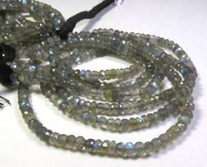 Labradorite naturelle de haute qualité perles rondelle à facettes 5mm 13 "brin Multi Flash pour la fabrication de bijoux - Product Image 4