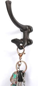 Decorative Cast Iron Heavy Duty Double <b>Wall</b> <b>Hooks</b> Vintage <b>Hooks</b> in Antique Black Coat <b>Hooks</b> <b>Wall</b> Mounted <b>for</b> Mudroom & Hats <b>Keys</b> - Product Image 2
