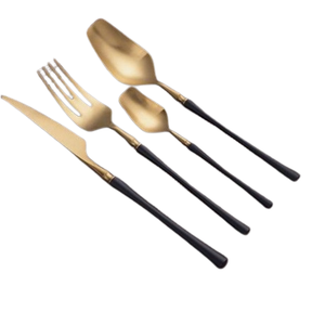 Cubiertos forjados a mano con espejo decorativos reales hechos a mano con acabado dorado de acero para cocina casera - Product Image 3