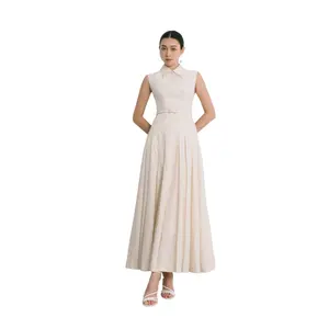 Good Price Order In Bulk Sustainable Fashion EMILIA PLEATED MIDI DRESS Floral Cotton Jacquard High Quality Luxury Women Dresses