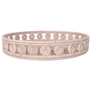 Plateau de service rond en rotin 2024 chaud en plateau en rotin naturel pour décor, service à thé, café - Product Image 3