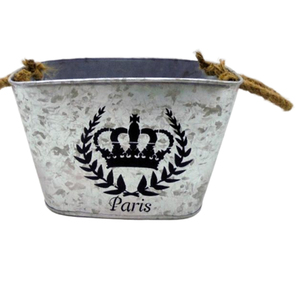 Maceta cuadrada de metal con forma rectangular estándar dorado, color piedra gris, decoración personalizada hecha a mano - Product Image 4