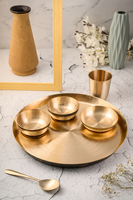 Ensemble de thali Kansa en laiton pur indien, vaisselle moderne écologique, compatible lave-vaisselle, faible MOQ, personnalisable, pour la maison et les fêtes