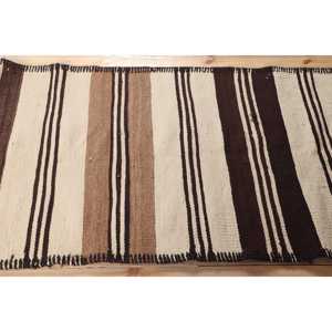 Vintage Runner Rug 2.8x11.6 ft, Turkish Kilim <b>Brown</b> Moroccan <b>Wool</b> Rug - Product Image 3