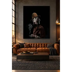 Impression sur toile Fida Cowboy Hat Smoking Dog - Product Image 2