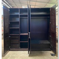 Armoire de Luxe Grande en Bois de Teck à 4 Portes, Faite à la Main, Autonome, avec Espace de Rangement Suspendu et Tiroirs Organisés, Écologique, pour Salle à Manger/Salon