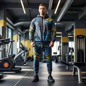 Sublimación personalizada Zip-Up Chándal Hombres Alta calidad Cremallera Sudadera con capucha Pantalones de chándal Traje Entrenamiento Fitness Wear Sublimación Chándales - Product Image 1