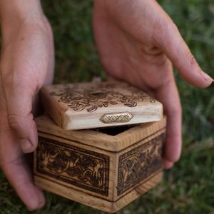 SMART DESGIAN BOIS NATUREL Boîte à épices de table en bois imprimée de qualité supérieure avec compartiments séparés pour épices et" - Product Image 5