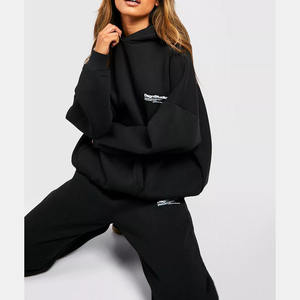 Conjunto de chándal de lana de algodón de 2 piezas informal para mujer 2025/2026 Crop Top Sudadera con capucha de gran tamaño de longitud completa Anti-Pilling al por mayor personalizado - Product Image 4