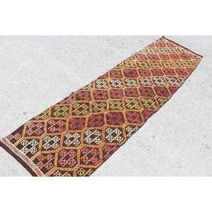 พรมวิ่งสไตล์ตุรกี ขนาด 2.3x9 ฟุต พรมวินเทจสีน้ำตาล พรมขนสัตว์คิลิม - Product Image 2