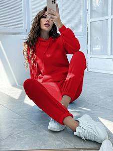 Conjunto Deportivo Personalizado para Mujer con Logotipo, Sudadera con Capucha y Pantalones Deportivos de Felpa de Algodón - Product Image 4