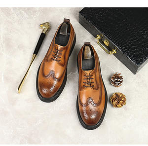 Chaussures en cuir décontractées polyvalentes pour hommes, style coréen, légères, à semelle épaisse, rehaussantes, en cuir de vachette, confortables pour le travail - Product Image 5