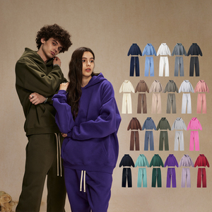 ชุดฮู้ดดี้และกางเกงจ็อกเกอร์ผ้าฟลีซหนานุ่ม 350 GSM สำหรับผู้ชาย เสื้อผ้าลำลอง อุ่นสบาย สไตล์ลำลอง ขายดี - Product Image 2